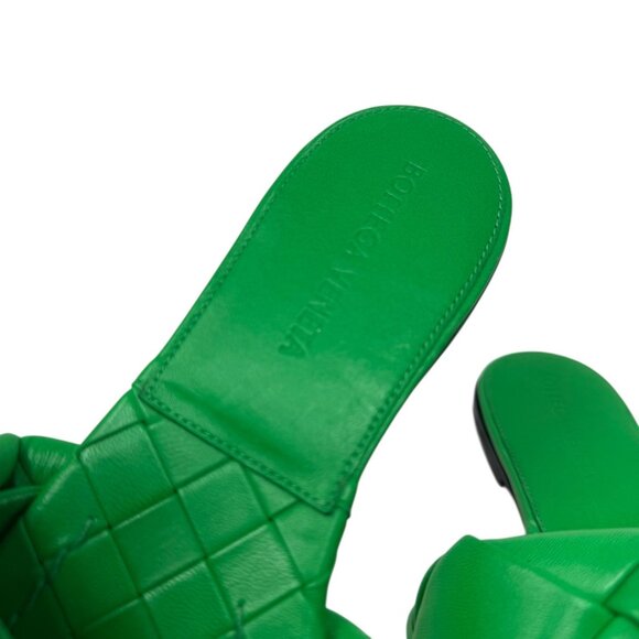 Bottega Veneta Nappa Maxi Intrecciato Lido Flat Sandals Green Size 37.5 7.5 - Picture 9 of 13